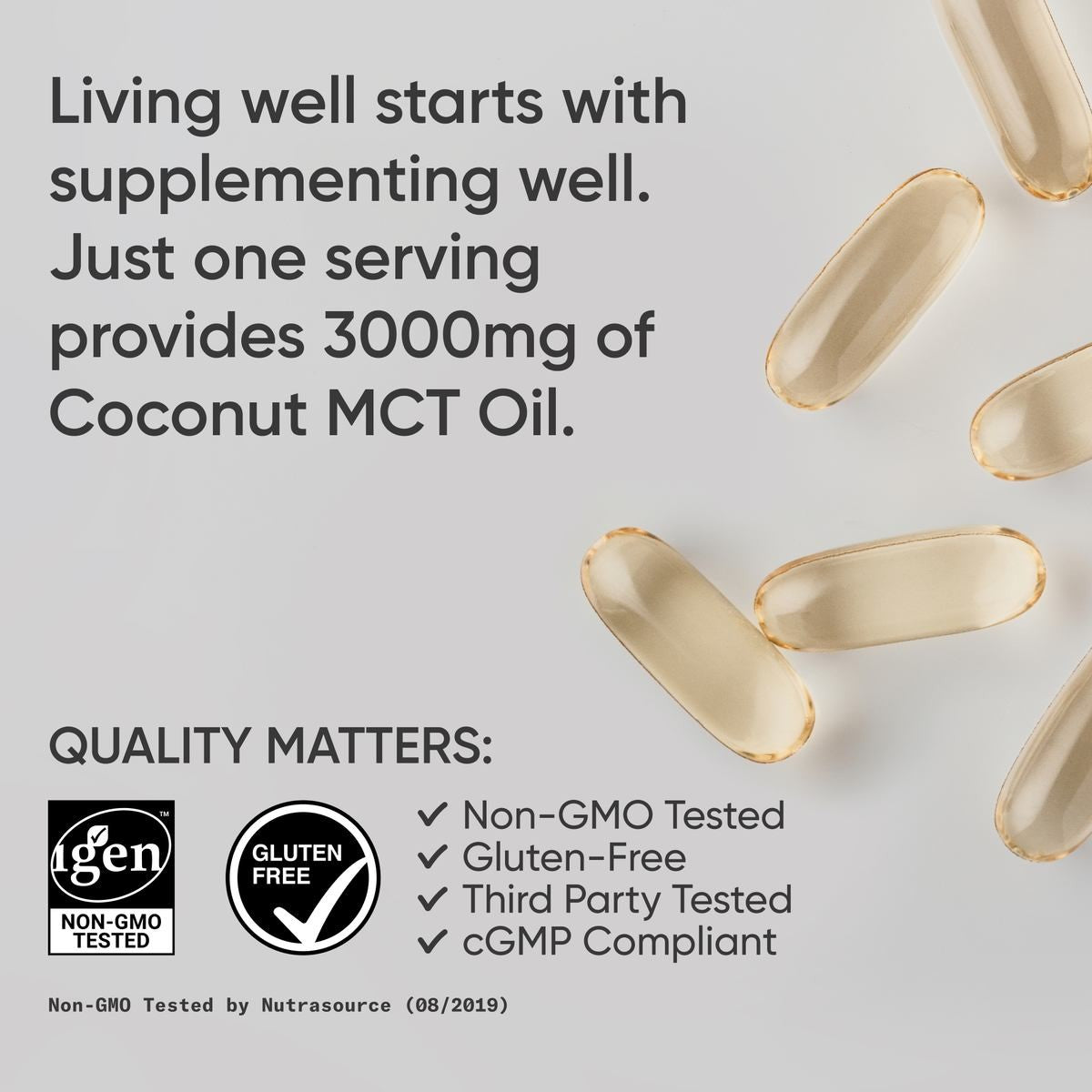 100% MCT Oil 1000Mg 240 Softgels Keto Brain & Body Fuel Non-Gmo Coconut Oil