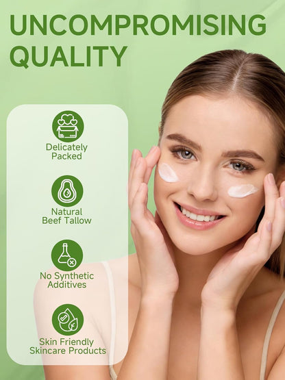 Beef Tallow for Skin, Beef Tallow, Grass Fed Beef Tallow, Whipped Beef Tallow for Face Moisturizer for All Purpose Tallow Balm, 2 Packs