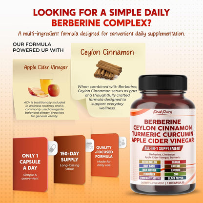 Berberine Cinnamon Apple Cider Vinegar Turmeric - Overall Wellness Support