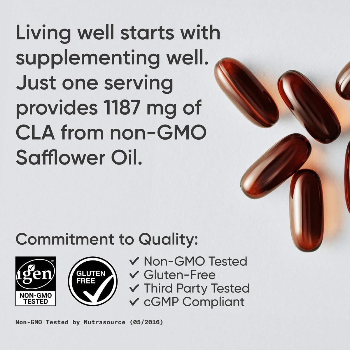 CLA - 1250Mg with Active Conjugated Linoleic Acid for Men and Women | Non-Gmo, Soy & Gluten Free - 95% (90 Softgels)
