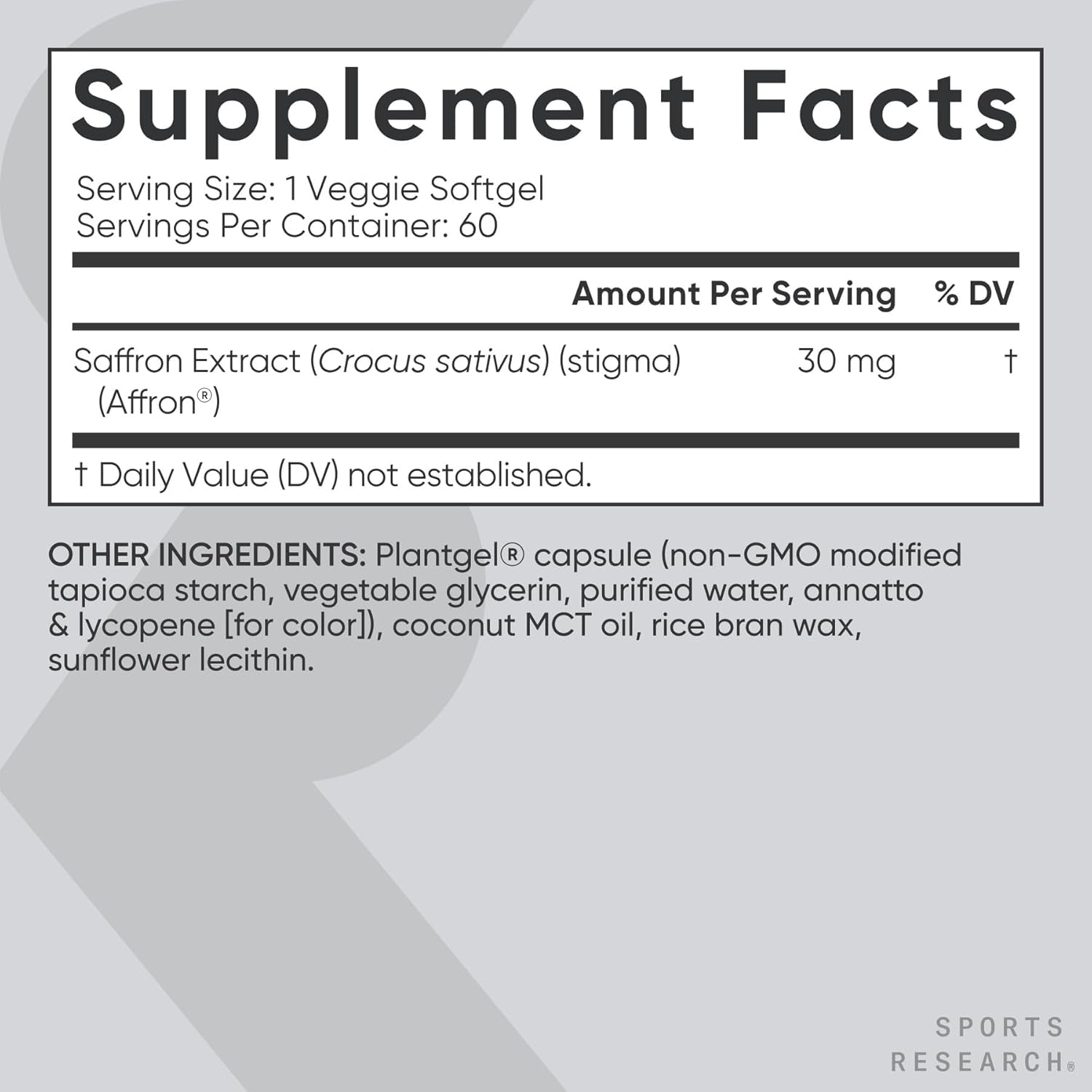 ® Pure Saffron Supplement, 30 Mg - Mood & Stress Support - Made W/Affron® Saffron Extract - Vegan Certified · Non-Gmo · Gluten Free – 60 Veggie Softgels