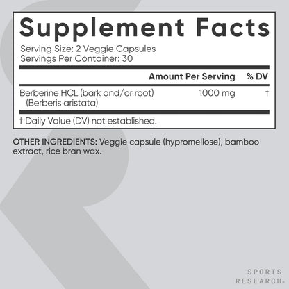 Berberine - Herbal Ayurvedic Metabolic Health Support - 1000 Mg - 60 Capsules - Vegan Certified, Gluten-Free, Non-Gmo