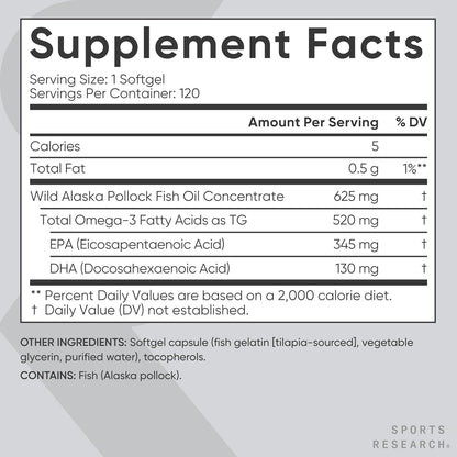 ® Omega-3 Fish Oil Minis from Wild Alaska Pollock, 120 Count | Easy to Swallow Mini-Softgel, Always Fresh Never Fishy, 690Mg EPA 260Mg DHA per Softgel, MSC Certified Sustainable, Non-Gmo