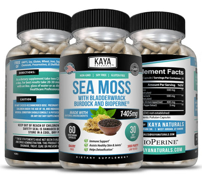 Irish Sea Moss 60Ct, Burdock Root, Bladderwrack Powder, Immune & Thyroid Care