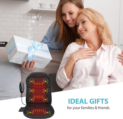 Back Massager Chair Pad, Back Massager with Heat, 5 Vibration Modes & 2 Heat Levels Massage Seat Cushion, Electric Massage Pad for Back Pain Relief, Fathers Day Dad Gifts for Men, Him, Mom, Women