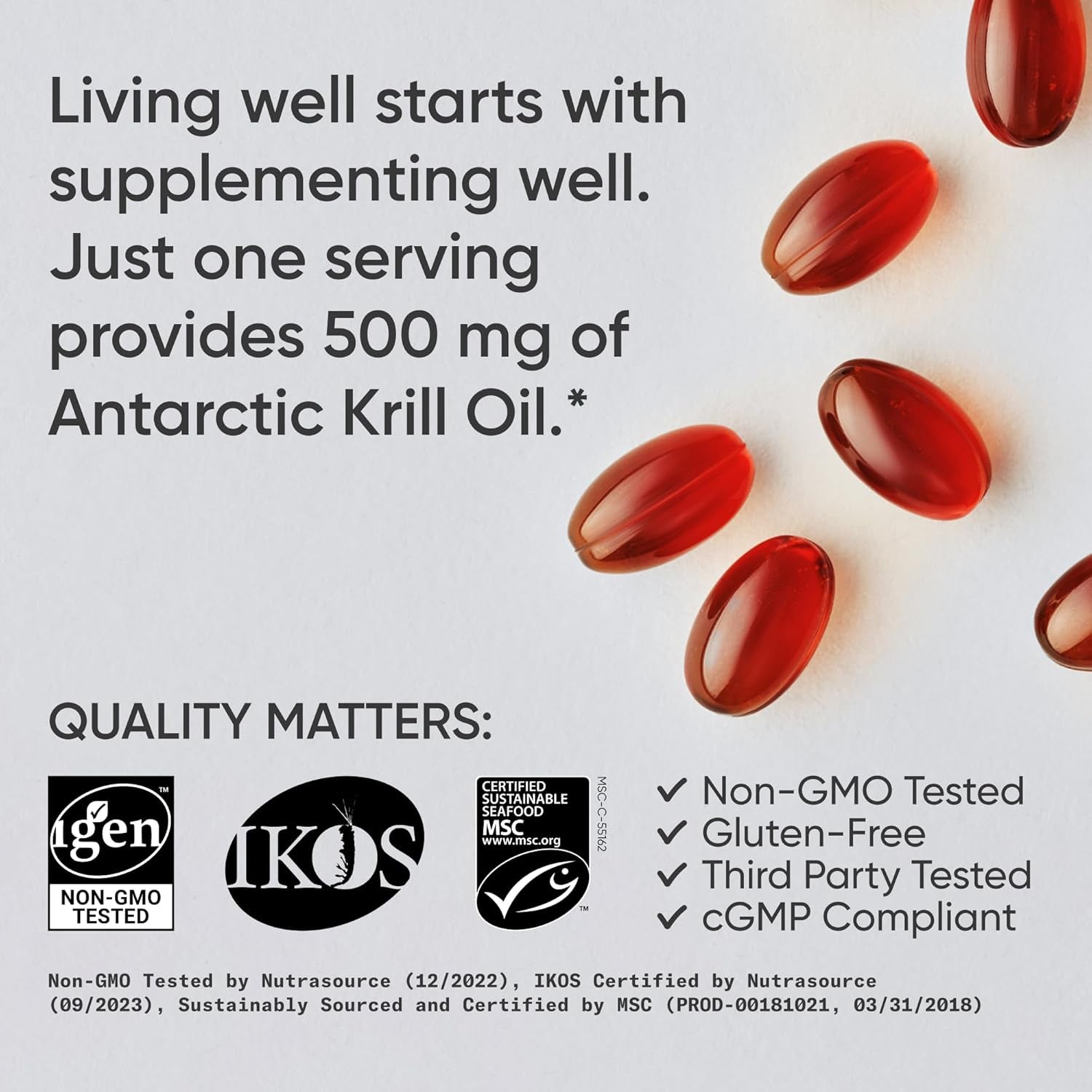 ® Antarctic Omega-3 Krill Oil, 120 Count Mini-Softgels | Easy to Swallow Minis W/ EPA & DHA, Choline, Phospholipids & Astaxanthin - MSC Certified Sustainable, Non-Gmo, Gluten-Free