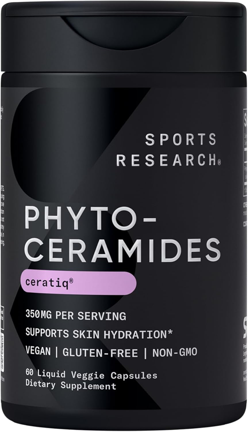 Phytoceramides 350 Mg per Liquid Veggie Capsule - Plant Derived Ceramides for Healthy Skin and Hydration - Made with Ceratiq® · Non-Gmo · Vegan Friendly - 60 Count