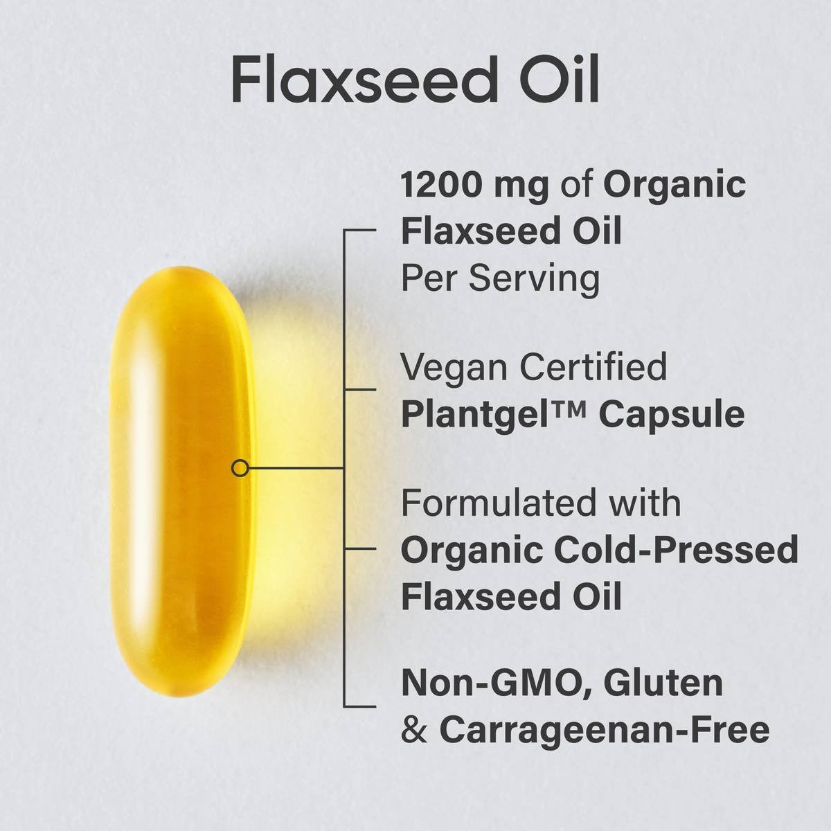Vegan Flaxseed Oil 1200Mg W/ ALA Omega 3 Herbal Supplement 180 Softgels Non-Gmo