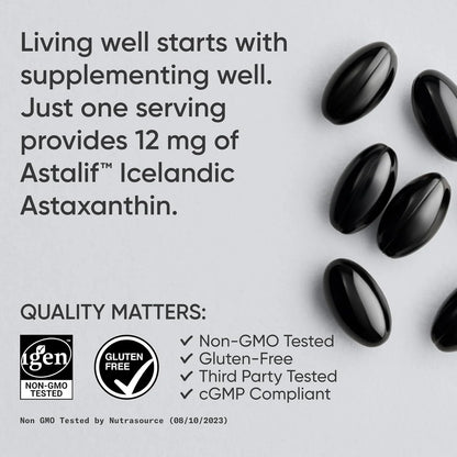 Sports Research Triple Strength Astaxanthin 12Mg with Organic Coconut Oil - Antioxidant Supplement, Non-Gmo Verified & Gluten Free - 60 Softgels