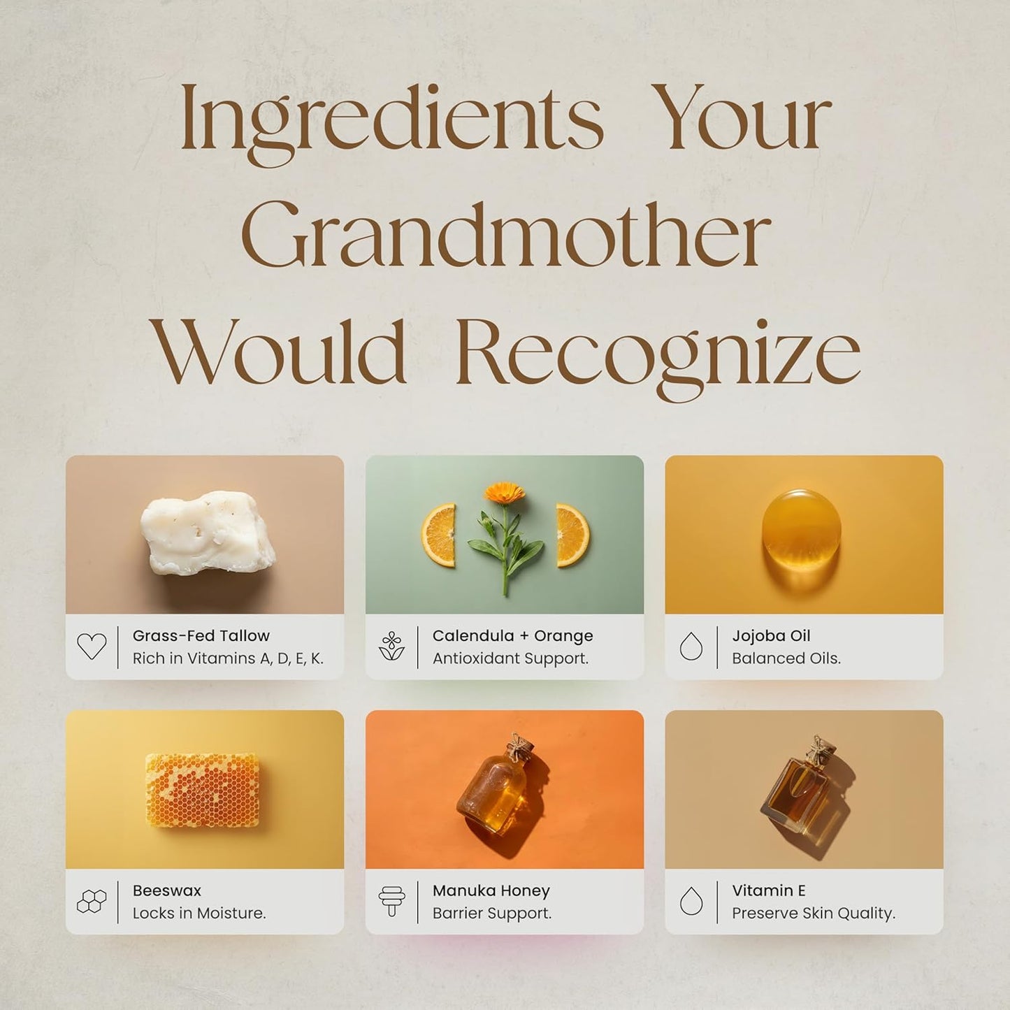 Beef Tallow for Skin - Tallow and Honey Balm for Face - Gift Ready - Tallow Face Moisturizer - Beef Tallow Moisturizer - Tallow Balm - Grass Fed Beef Tallow for Skin - Tallow Face Cream Lotion