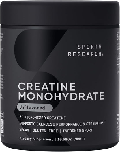 Creatine Monohydrate - Gain Lean Muscle, Improve Performance and Strength and Support Workout Recovery - 5 G Micronized Creatine - 10.58 Oz