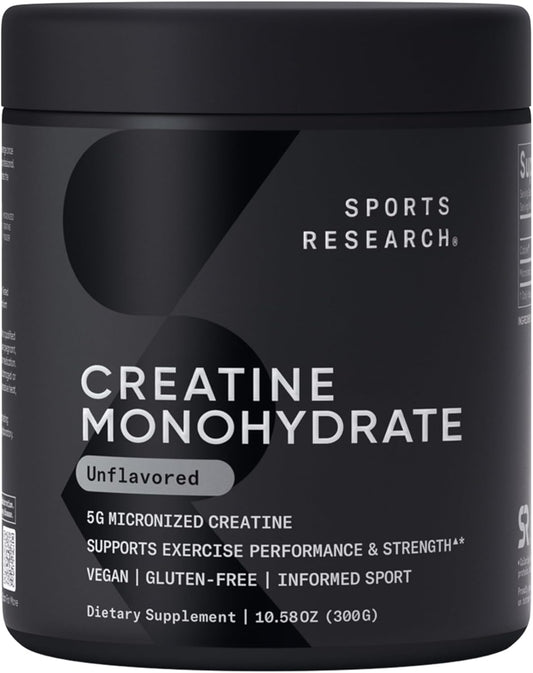 Creatine Monohydrate - Gain Lean Muscle, Improve Performance and Strength and Support Workout Recovery - 5 G Micronized Creatine - 10.58 Oz