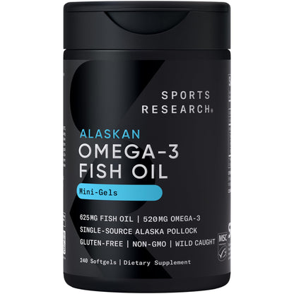 Sports Research® Aceite de Pescado Omega-3 1250mg de Abadejo Salvaje de Alaska, 30 Cápsulas