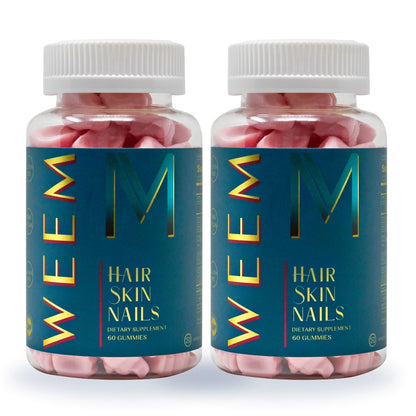 Gomitas para cabello, piel y uñas WEEM - Favorece la salud del cabello - Vitaminas veganas con biotina para mujeres y hombres que favorecen un crecimiento más rápido del cabello, uñas más fuertes, piel saludable, extra fuerte (1)