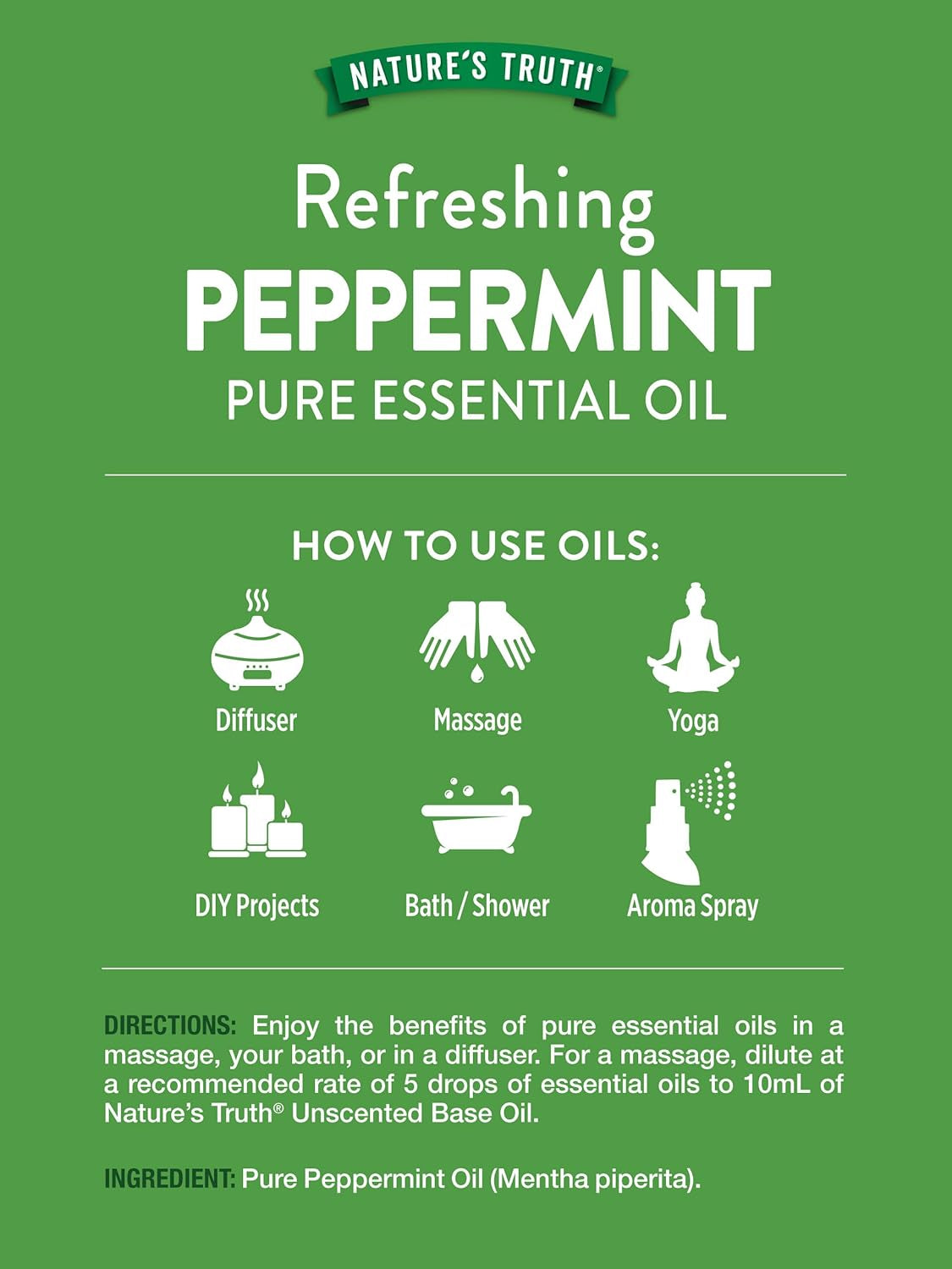 Peppermint Essential Oil | 15 Ml | Invigorating Peppermint Scent | for Diffusers and Aromatherapy | Plant Based, Non-Gmo & Gluten Free