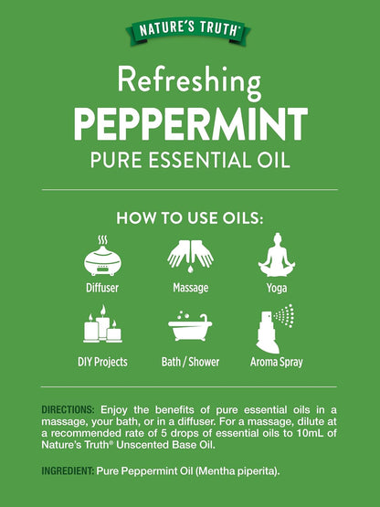Peppermint Essential Oil | 15 Ml | Invigorating Peppermint Scent | for Diffusers and Aromatherapy | Plant Based, Non-Gmo & Gluten Free