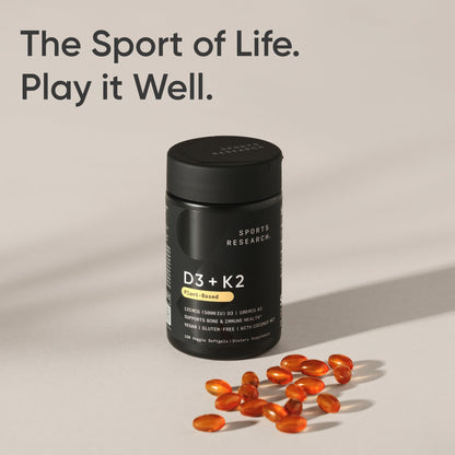 Sports Research® Vitamina D3 + K2 vegana con aceite de coco, 60 Plantgels™