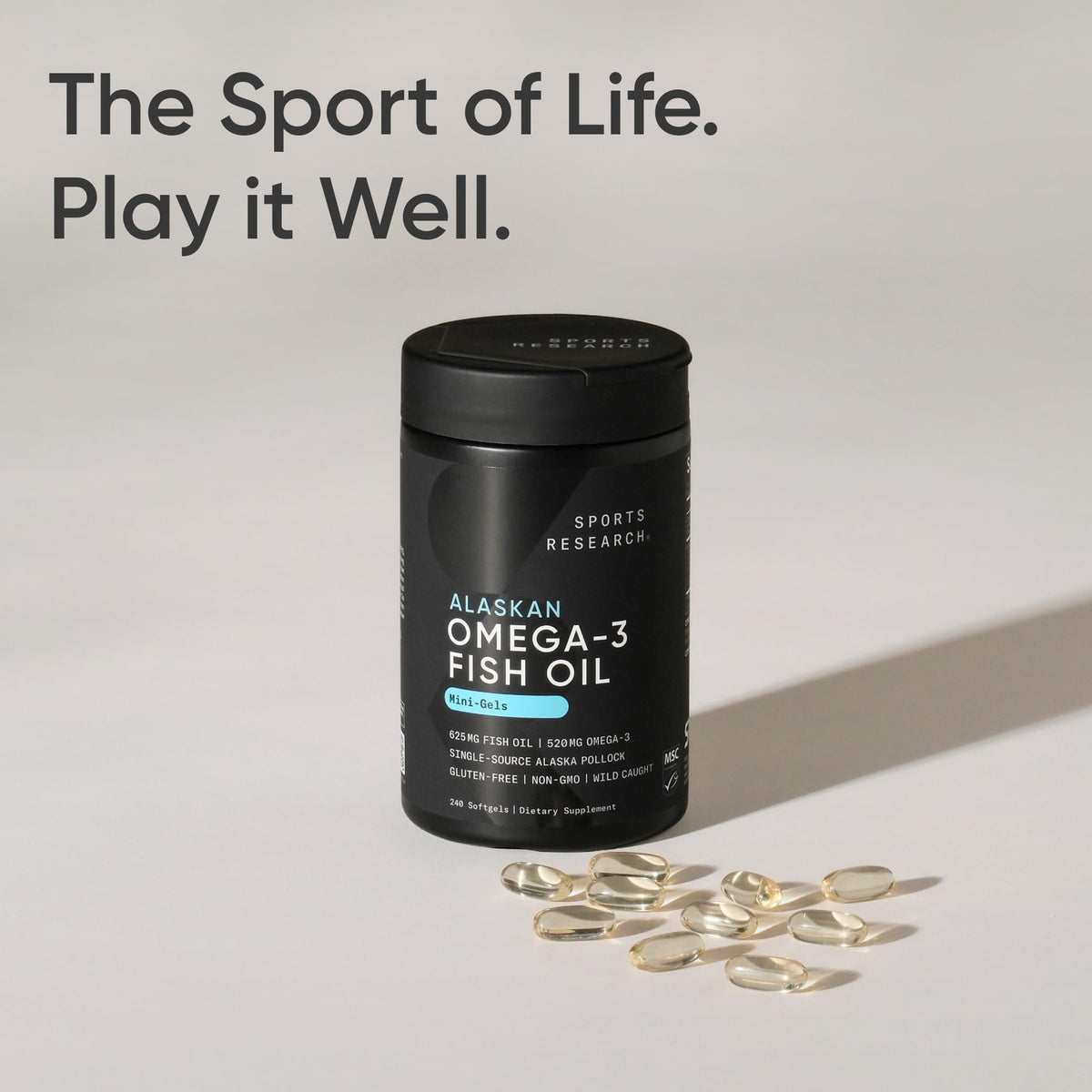 Sports Research® Aceite de Pescado Omega-3 1250mg de Abadejo Salvaje de Alaska, 30 Cápsulas