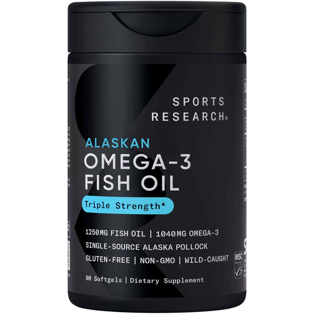 Sports Research® Aceite de Pescado Omega-3 1250mg de Abadejo Salvaje de Alaska, 30 Cápsulas