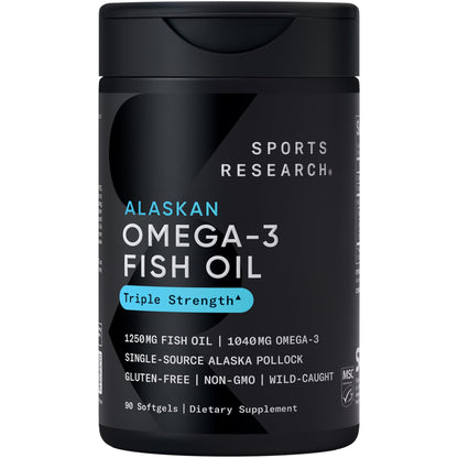 Sports Research® Aceite de Pescado Omega-3 1250mg de Abadejo Salvaje de Alaska, 30 Cápsulas