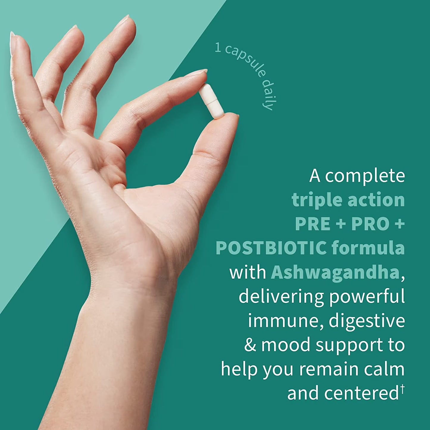 Dr Formulated Calm Daily 3-In-1 Complete Probiotics, Prebiotics & Postbiotics with Ashwagandha - PRE + PRO + POSTBIOTIC Supplement for Immune, Digestive & Mood Support - 30 Day Supply