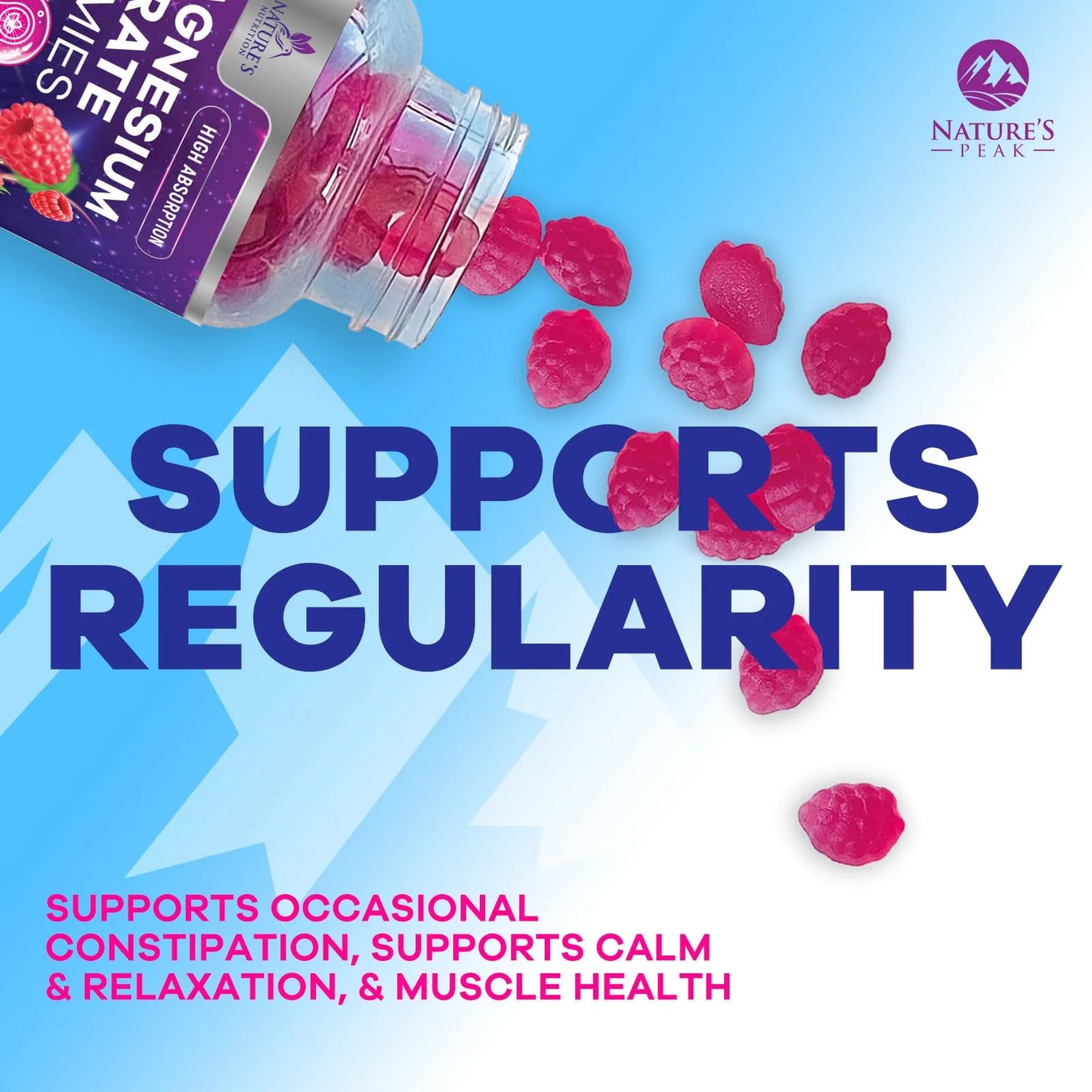 Magnesium Citrate Gummies - High Absorption Magnesium Citrate Gummy Supplement - Natural Bone, Nerve, Muscle, Calm, & Relaxation Support for Adults - Raspberry Flavor, Gluten Free, Vegan, 120 Gummies