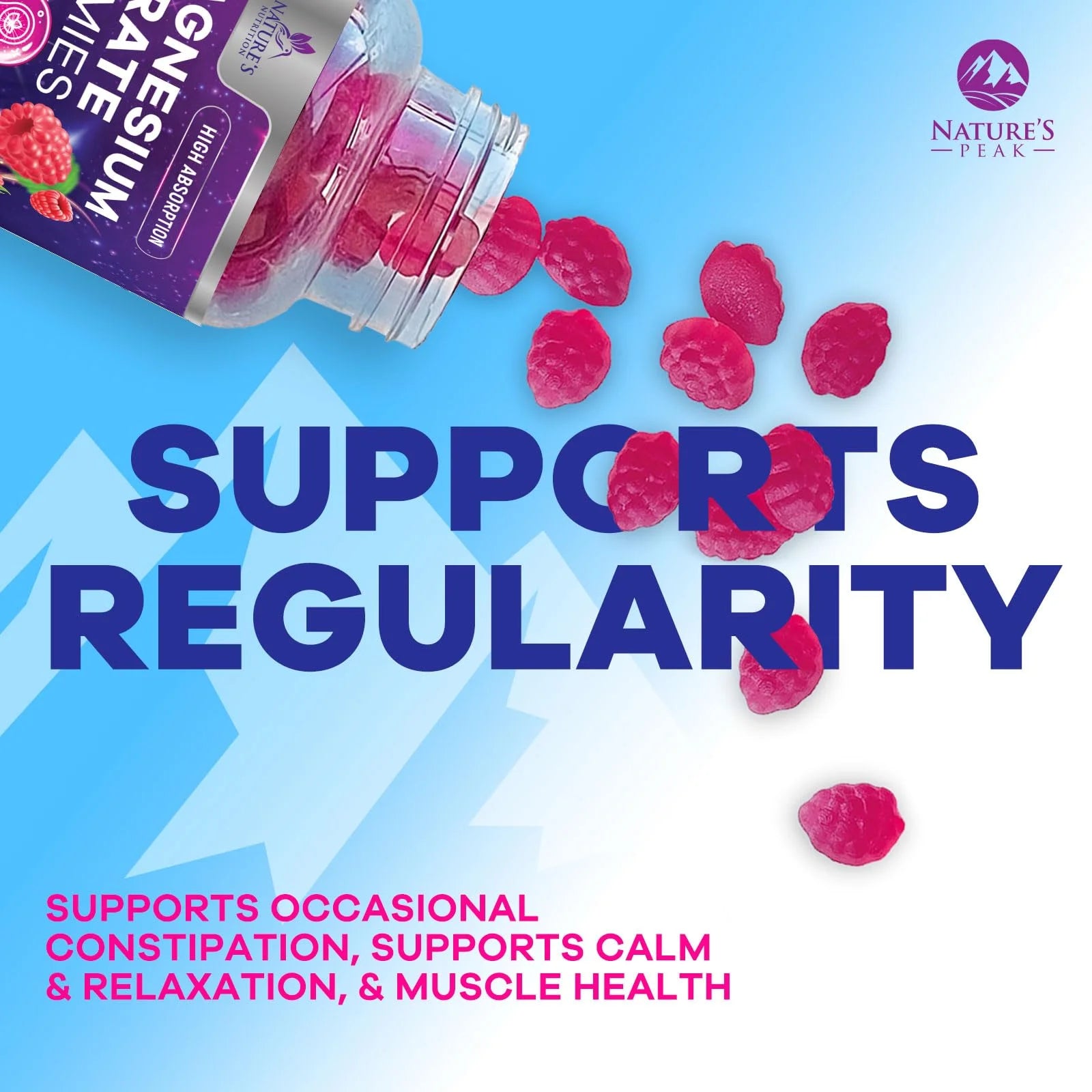 Magnesium Citrate Gummies - High Absorption Magnesium Citrate Gummy Supplement - Natural Bone, Nerve, Muscle, Calm, & Relaxation Support for Adults - Raspberry Flavor, Gluten Free, Vegan, 120 Gummies