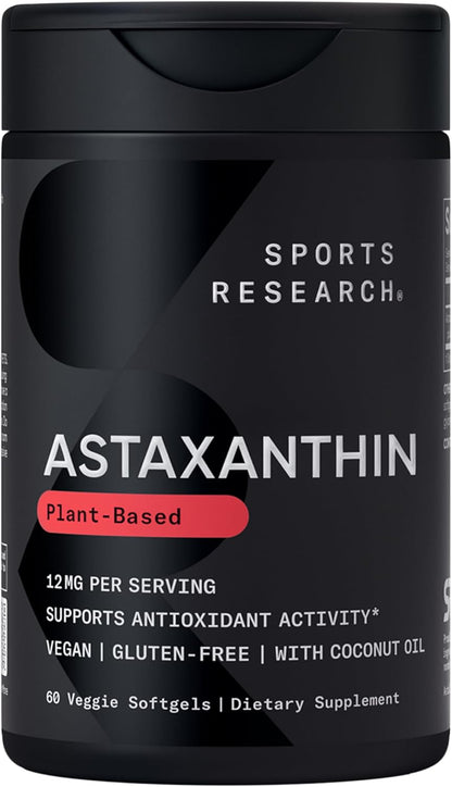 ® Vegan Astaxanthin 12Mg W/Organic Coconut Oil, 60 Count | Plant-Based Antioxidant Supplement for Skin & Eye Health Support - Soy-Free, Non-Gmo, Gluten-Free