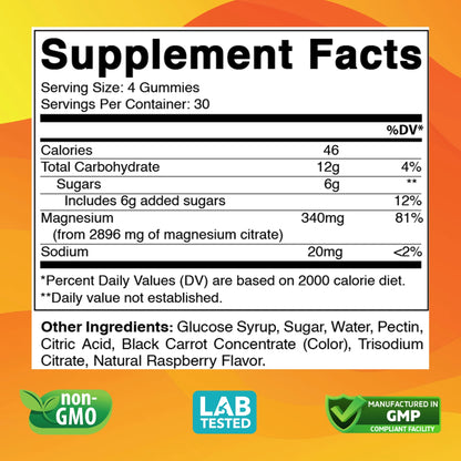 Extra Strength Magnesium Gummies, Supports Nerve Health, Bone Health, Muscle Health - 120 Gummies