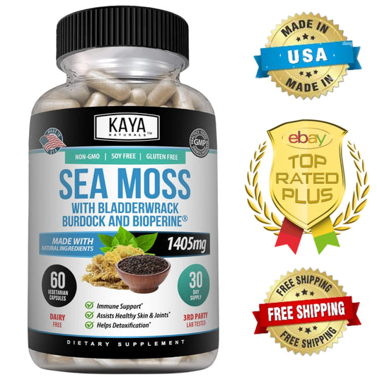 Irish Sea Moss 60Ct, Burdock Root, Bladderwrack Powder, Immune & Thyroid Care