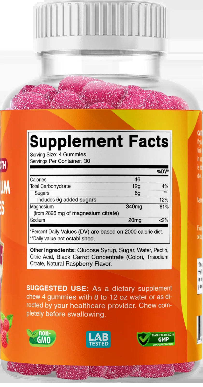 Extra Strength Magnesium Gummies, Supports Nerve Health, Bone Health, Muscle Health - 120 Gummies