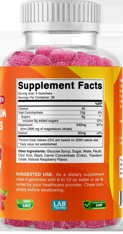 Extra Strength Magnesium Gummies, Supports Nerve Health, Bone Health, Muscle Health - 120 Gummies