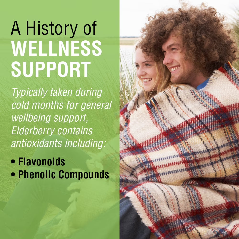 Elderberry Berry & Flower 450Mg | Support for General Wellbeing during Cold Months | with Flavonoids & Phenolic Compounds | Non-Gmo | 100Ct
