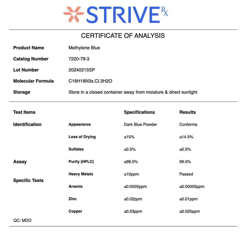 Strive Methylene Blue 10 Mg | 60 Capsules