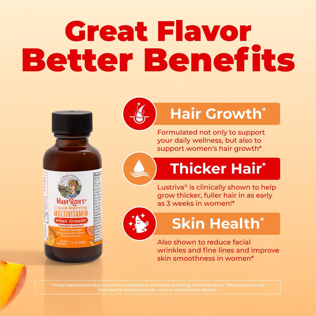MARYRUTH'S Liquid Multivitamin + Hair Growth, Clinically Thicker Hair, 15oz