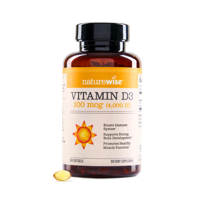 Suplemento NatureWise Vitamina D3 10000IU, Apoyo Inmune, 90 Mini Cápsulas Blandas