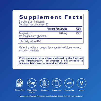 Pure Encapsulations Magnesio (Glicinato), 360 Cápsulas