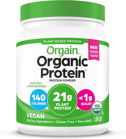 Orgain Organic Vegan 21g Protein Powder, Vanilla Bean, 2.03 lb