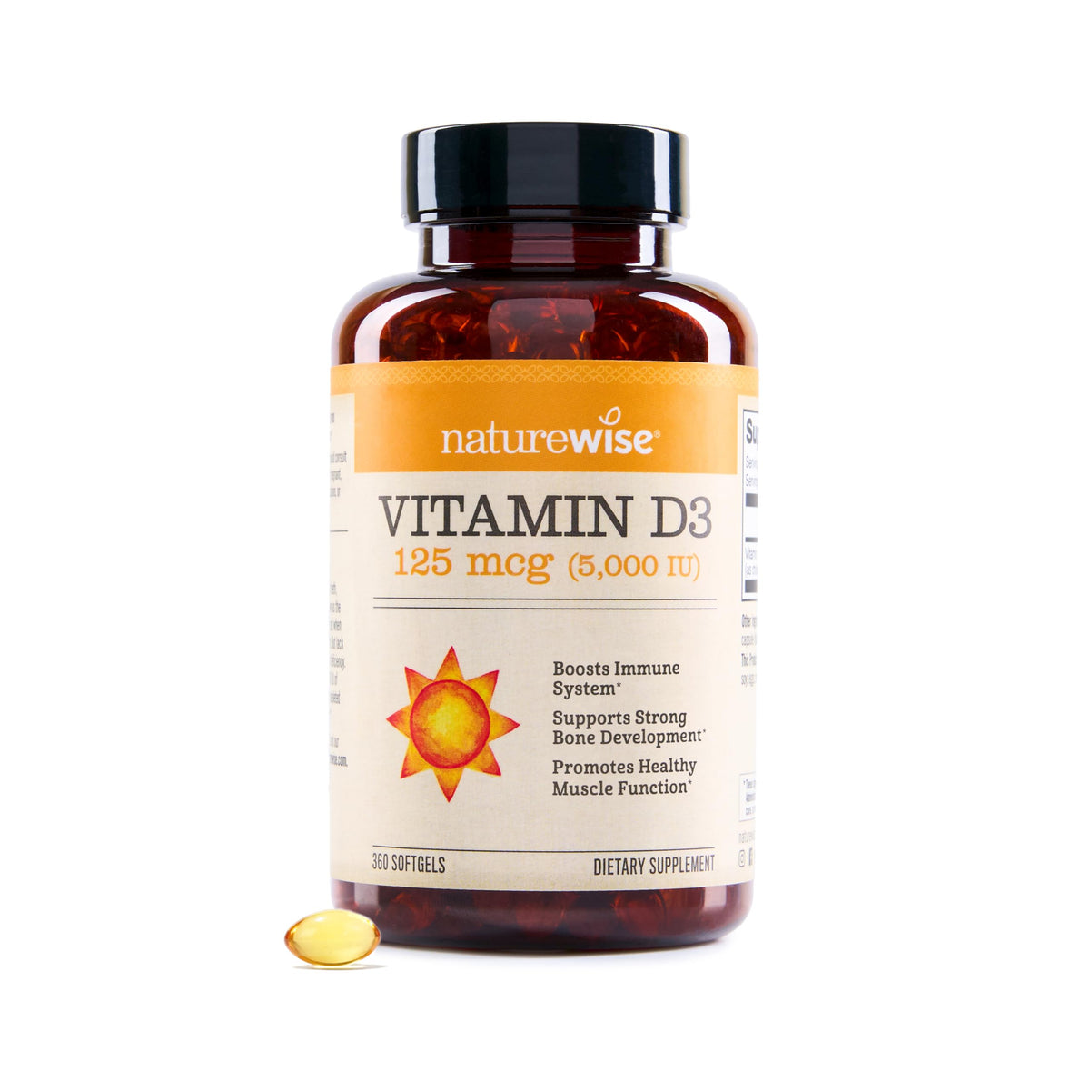 Suplemento NatureWise Vitamina D3 10000IU, Apoyo Inmune, 90 Mini Cápsulas Blandas