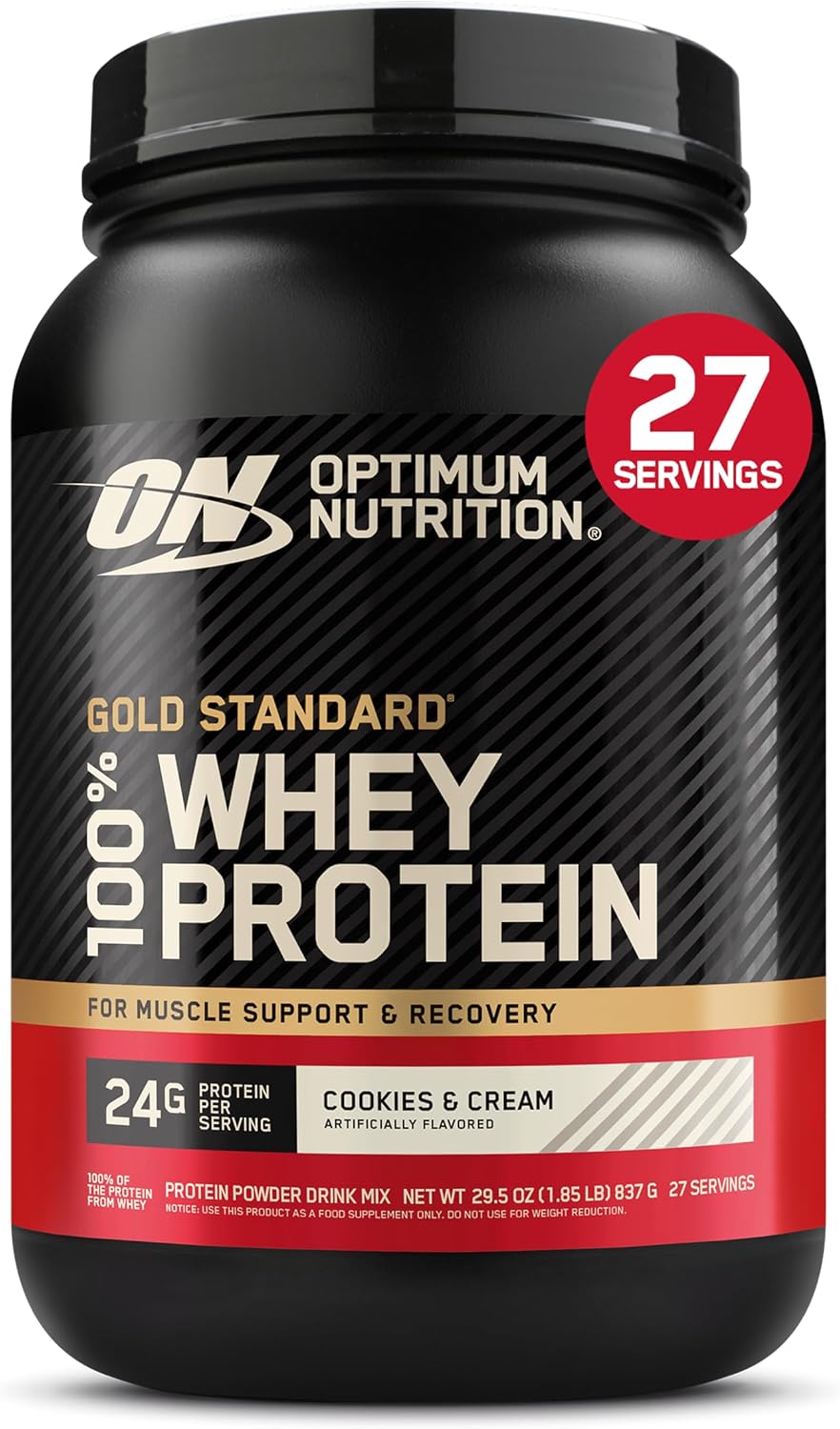Optimum Nutrition Gold Standard Whey Protein Powder, Cookies & Cream, 2 LB