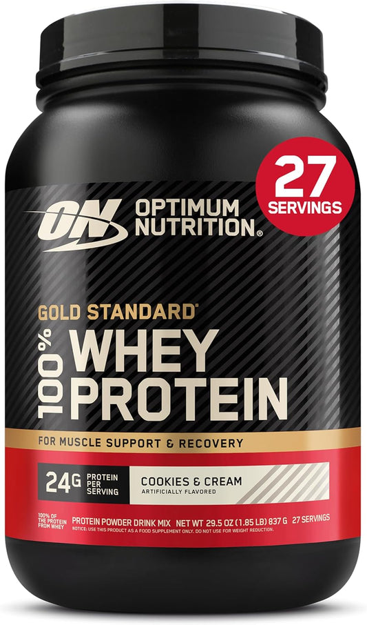 Optimum Nutrition Gold Standard Whey Protein Powder, Cookies & Cream, 2 LB