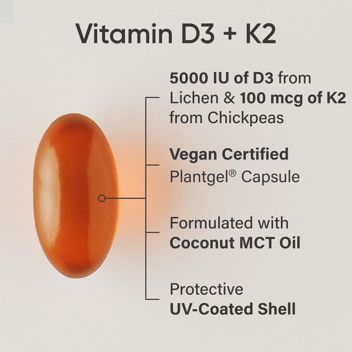 Sports Research® Vitamina D3 + K2 vegana con aceite de coco, 60 Plantgels™