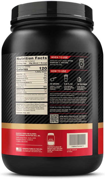 Optimum Nutrition Gold Standard Whey Protein Powder, Cookies & Cream, 2 LB