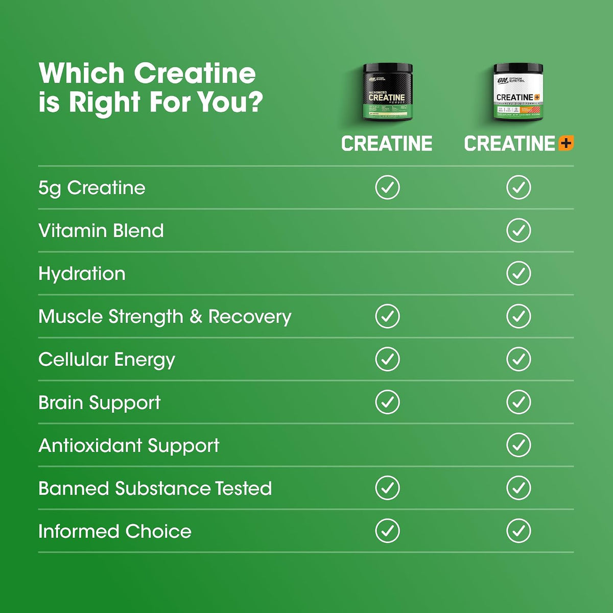 Optimum Nutrition Creatine Monohydrate Powder, Unflavored, 1.32 LB