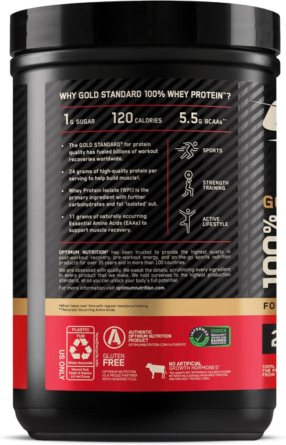 Optimum Nutrition Gold Standard Whey Protein Powder, Cookies & Cream, 2 LB