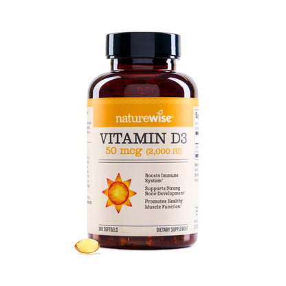 Suplemento NatureWise Vitamina D3 10000IU, Apoyo Inmune, 90 Mini Cápsulas Blandas