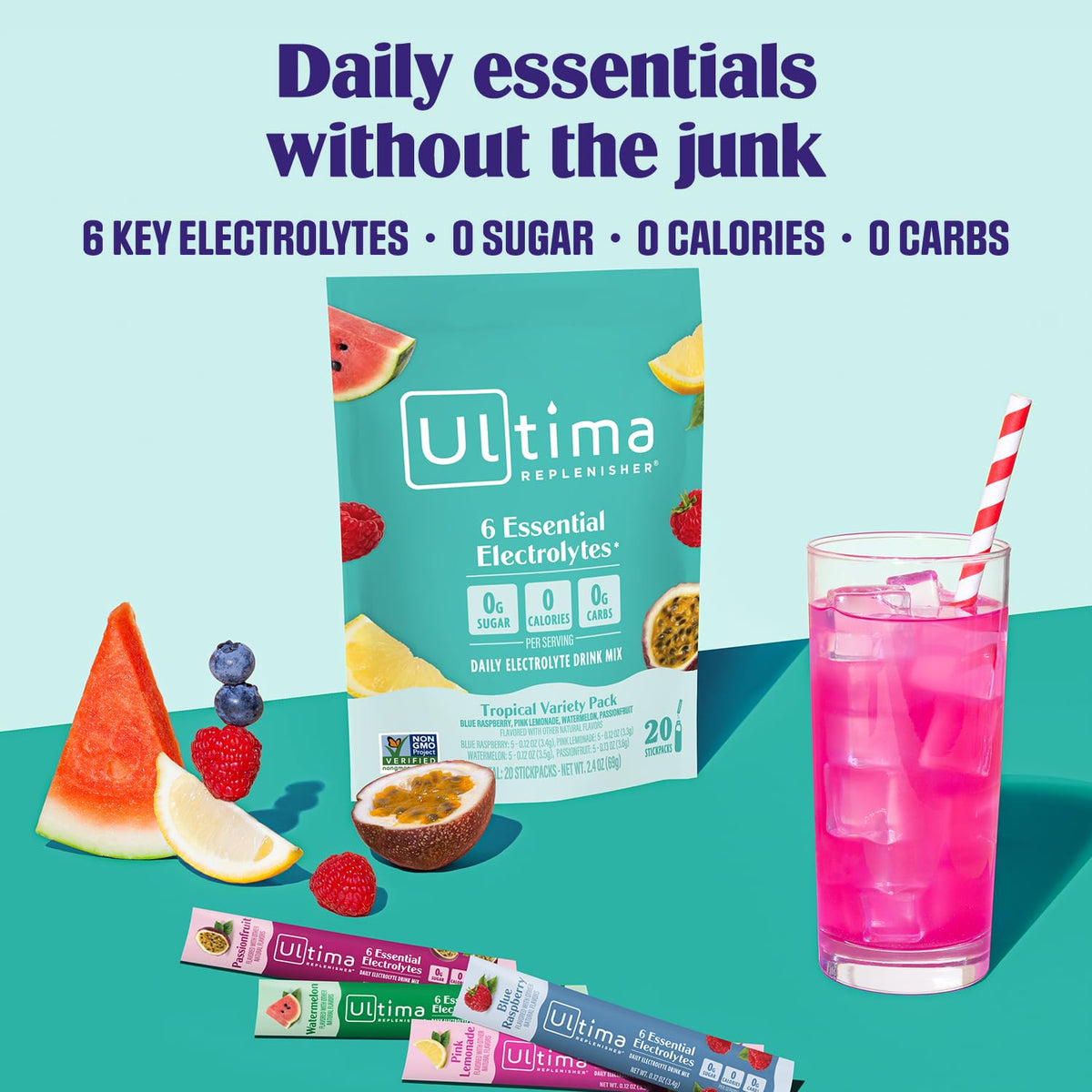 Ultima Replenisher Uva Electrolitos Paquetes, 20 Sobres