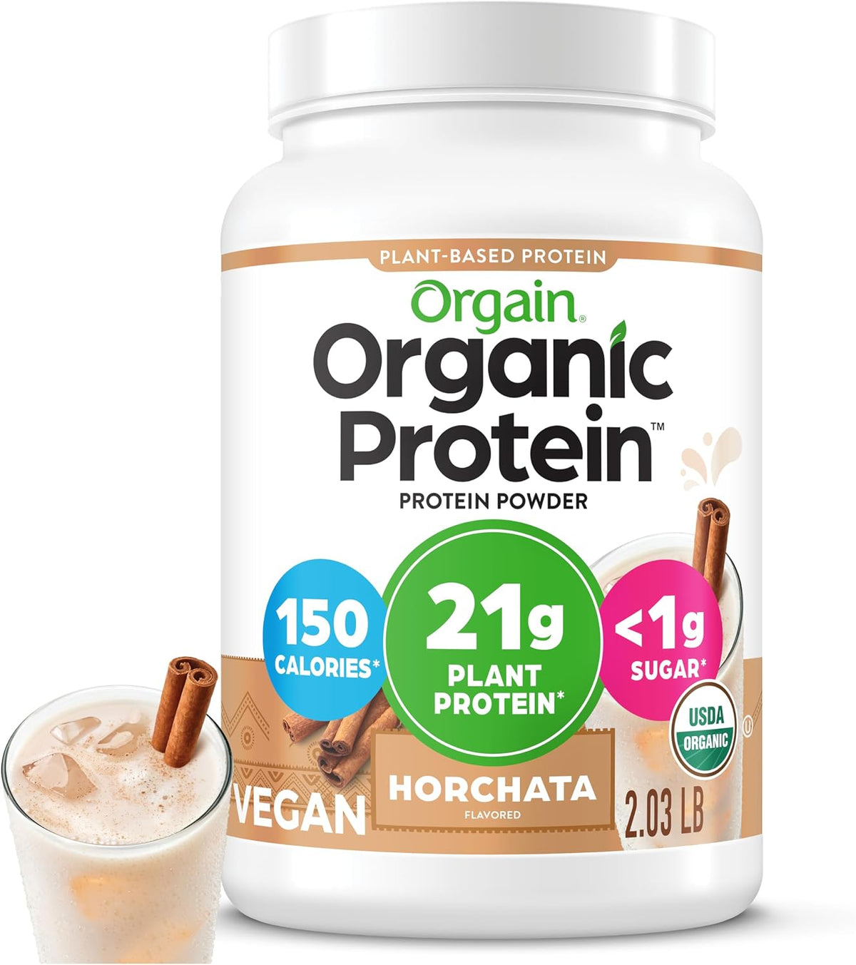 Orgain Organic Vegan 21g Protein Powder, Vanilla Bean, 2.03 lb