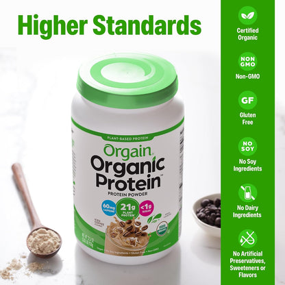 Orgain Organic Vegan 21g Protein Powder, Vanilla Bean, 2.03 lb