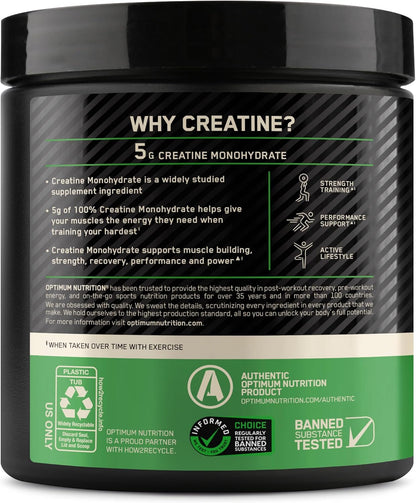 Optimum Nutrition Creatine Monohydrate Powder, Unflavored, 1.32 LB